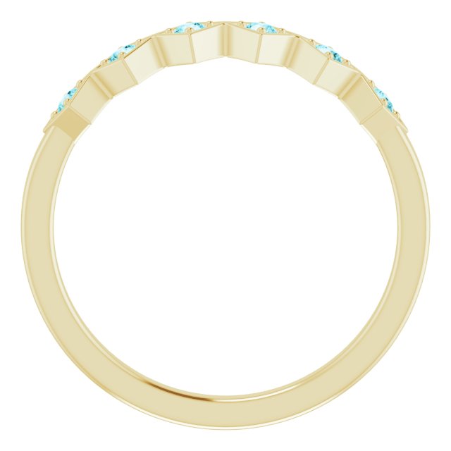 14K Yellow Natural Blue Zircon Stackable Ring