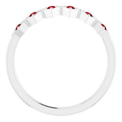 14K White Natural Mozambique Garnet Stackable Ring