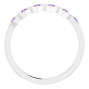 14K White Natural Amethyst Stackable Ring