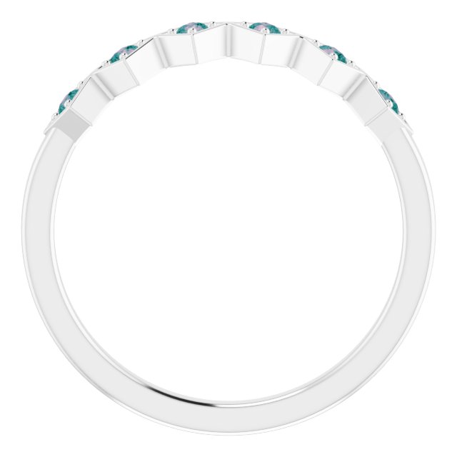 14K White Natural Alexandrite Stackable Ring