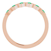 14K Rose Natural Emerald Stackable Ring