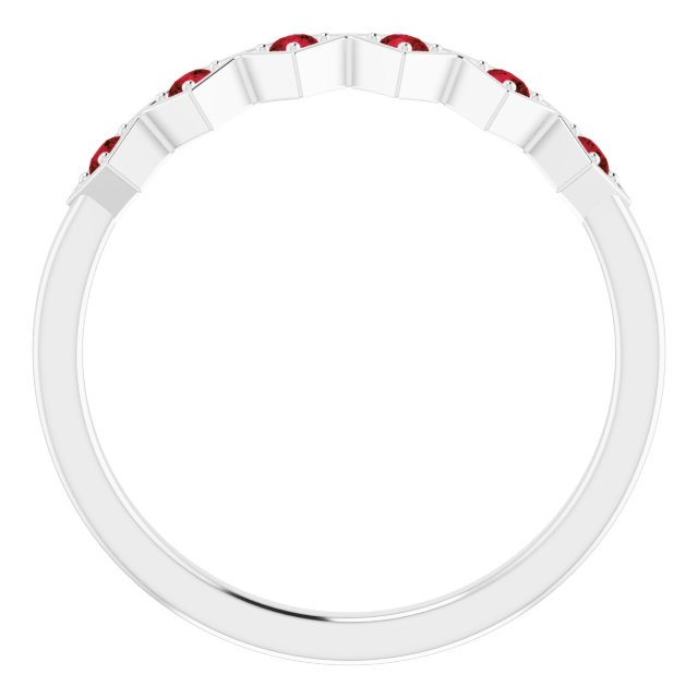 Platinum Natural Mozambique Garnet Stackable Ring