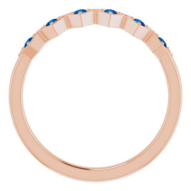 14K Rose Natural Blue Sapphire Stackable Ring
