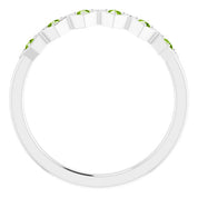 14K White Natural Peridot Stackable Ring