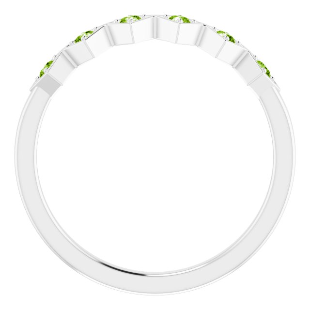 14K White Natural Peridot Stackable Ring