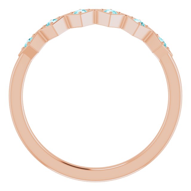 14K Rose Natural Blue Zircon Stackable Ring