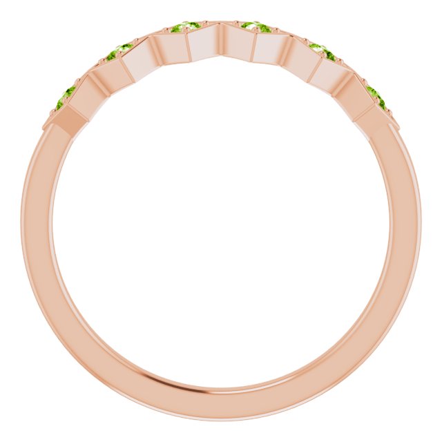 14K Rose Natural Peridot Stackable Ring