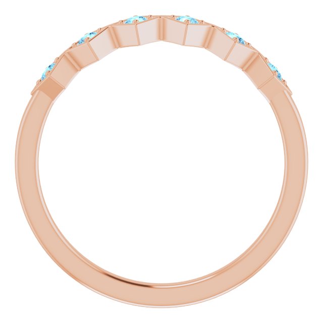 14K Rose Natural Aquamarine Stackable Ring