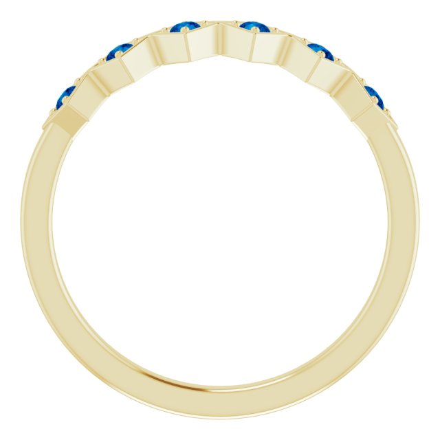 14K Yellow Natural Blue Sapphire Stackable Ring