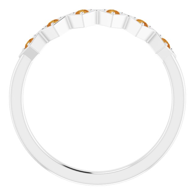 14K White Natural Citrine Stackable Ring