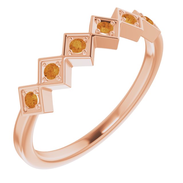 14K Rose Natural Citrine Stackable Ring
