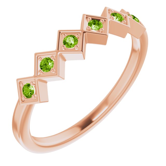 14K Rose Natural Peridot Stackable Ring
