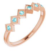 14K Rose Natural Blue Zircon Stackable Ring