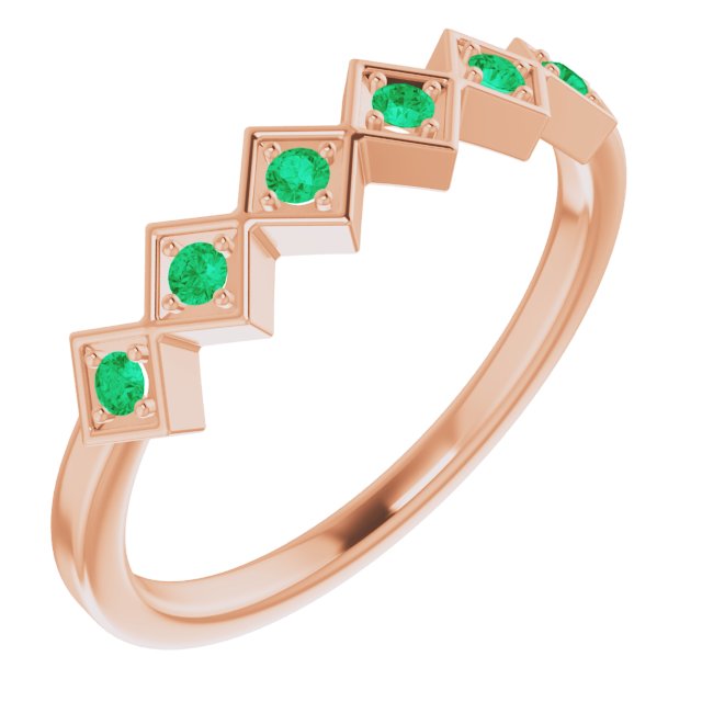 14K Rose Natural Emerald Stackable Ring
