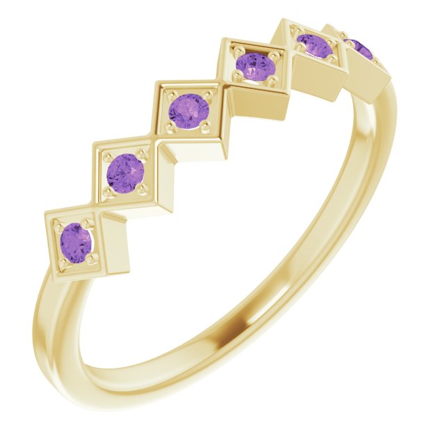 14K Yellow Natural Amethyst Stackable Ring