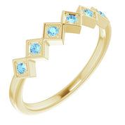 14K Yellow Natural Aquamarine Stackable Ring