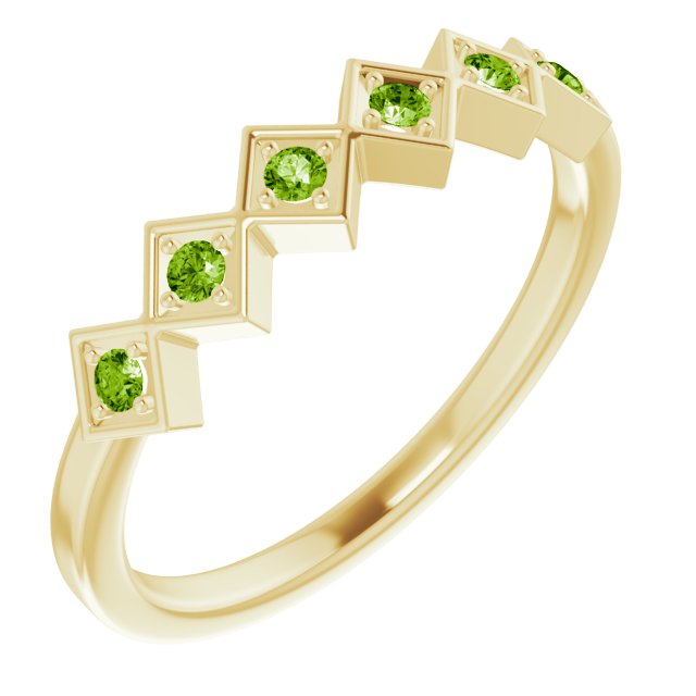 14K Yellow Natural Peridot Stackable Ring