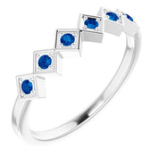Sterling Silver Natural Blue Sapphire Stackable Ring