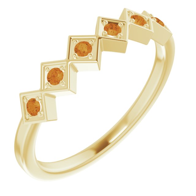 14K Yellow Natural Citrine Stackable Ring