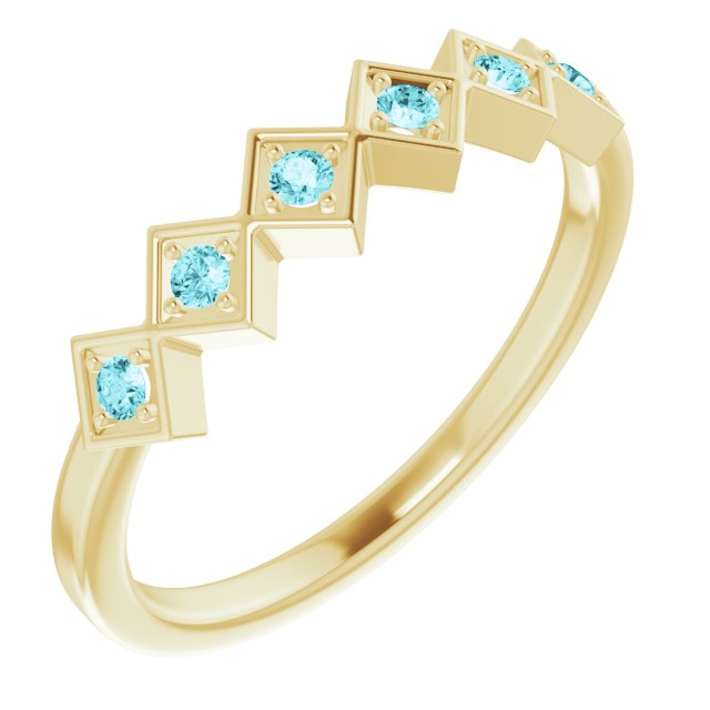14K Yellow Natural Blue Zircon Stackable Ring