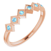 14K Rose Natural Aquamarine Stackable Ring