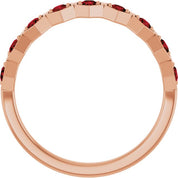 14K Rose Natural Mozambique Garnet Stackable Ring