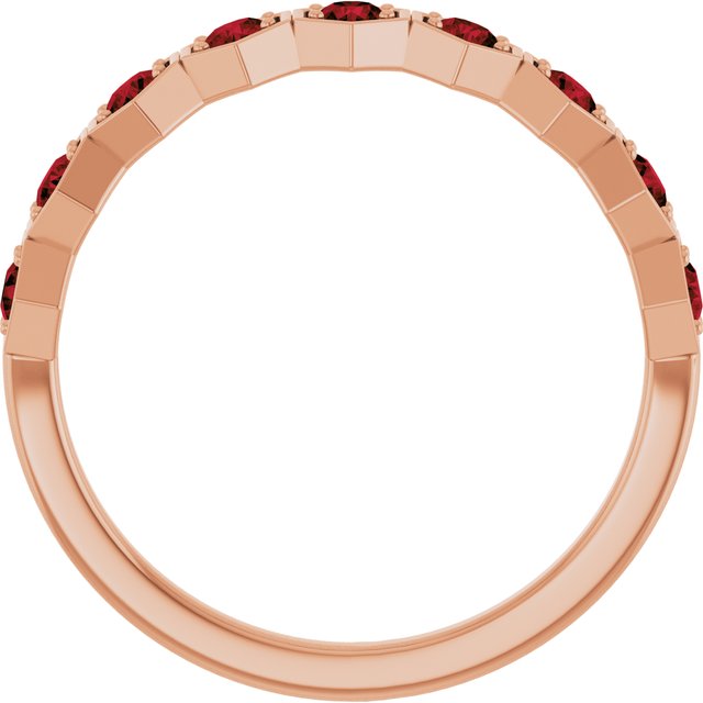 14K Rose Natural Mozambique Garnet Stackable Ring