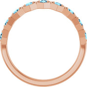 14K Rose Natural Aquamarine Stackable Ring