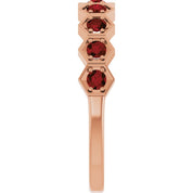 14K Rose Natural Mozambique Garnet Stackable Ring