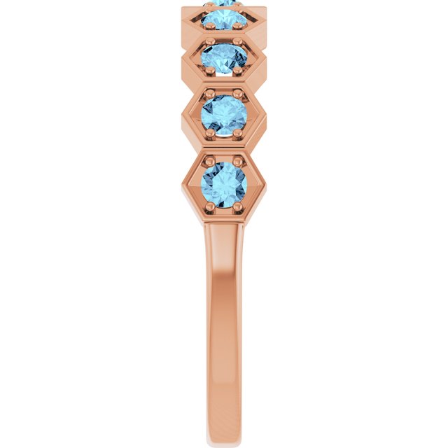14K Rose Natural Aquamarine Stackable Ring