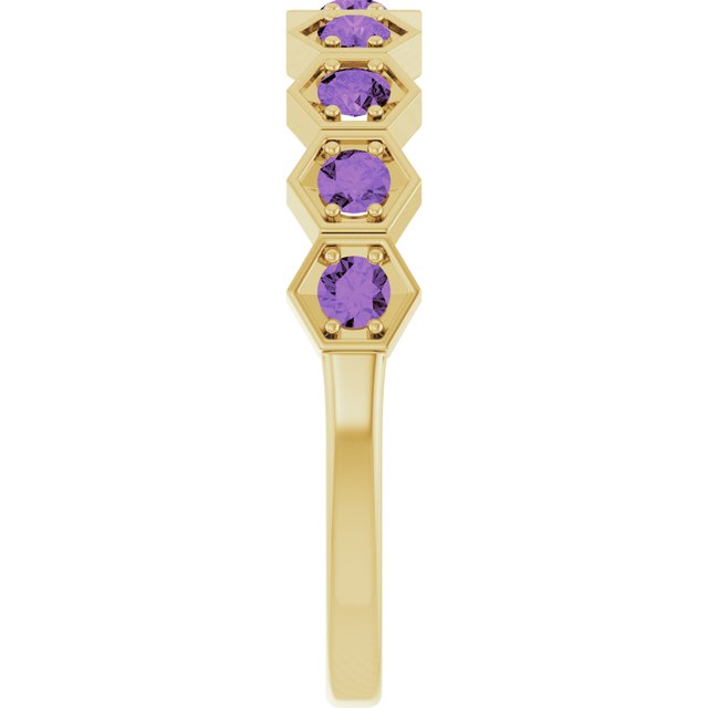 14K Yellow Natural Amethyst Stackable Ring