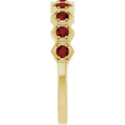14K Yellow Natural Mozambique Garnet Stackable Ring
