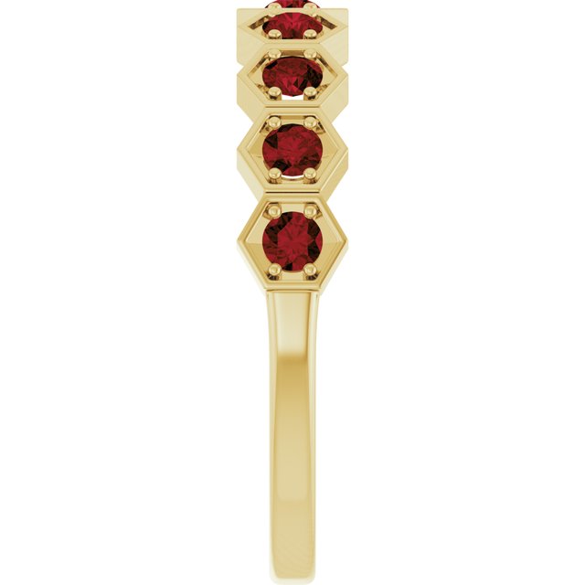 14K Yellow Natural Mozambique Garnet Stackable Ring