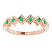 14K Rose Lab-Grown Emerald Stackable Ring