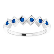 Platinum Natural Blue Sapphire Stackable Ring