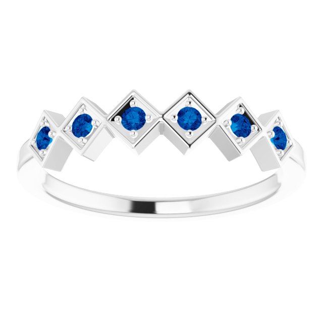 Platinum Natural Blue Sapphire Stackable Ring