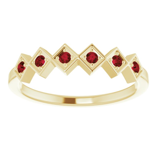 14K Yellow Natural Mozambique Garnet Stackable Ring
