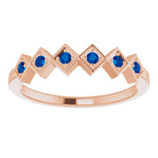 14K Rose Natural Blue Sapphire Stackable Ring
