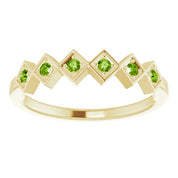 14K Yellow Natural Peridot Stackable Ring