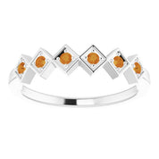 Platinum Natural Citrine Stackable Ring