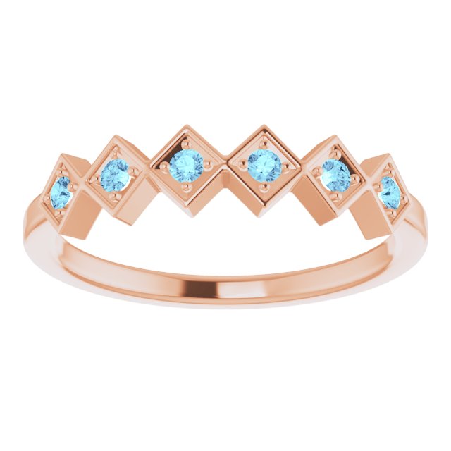 14K Rose Natural Aquamarine Stackable Ring