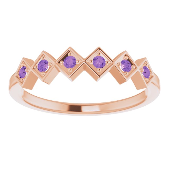 14K Rose Natural Amethyst Stackable Ring