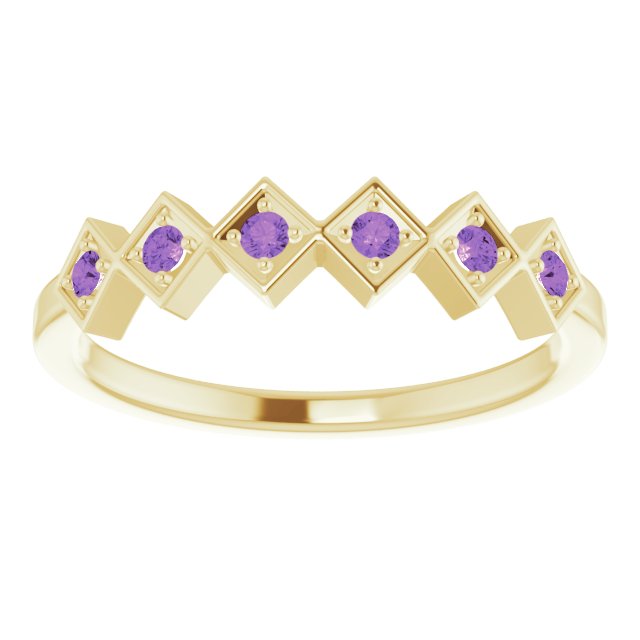 14K Yellow Natural Amethyst Stackable Ring