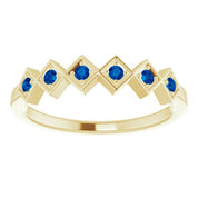 14K Yellow Natural Blue Sapphire Stackable Ring