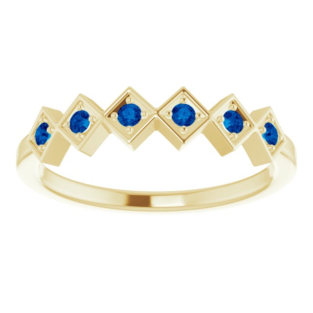 14K Yellow Natural Blue Sapphire Stackable Ring