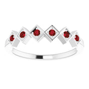 Sterling Silver Natural Mozambique Garnet Stackable Ring
