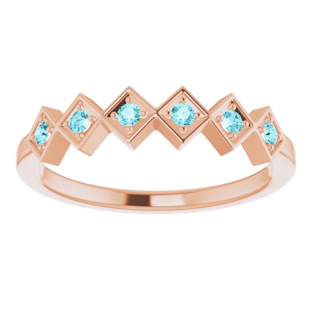 14K Rose Natural Blue Zircon Stackable Ring