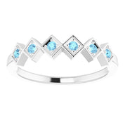 Sterling Silver Natural Aquamarine Stackable Ring