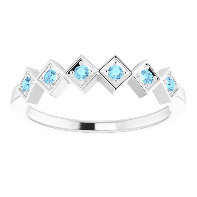 Sterling Silver Natural Aquamarine Stackable Ring