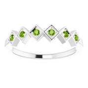 14K White Natural Peridot Stackable Ring